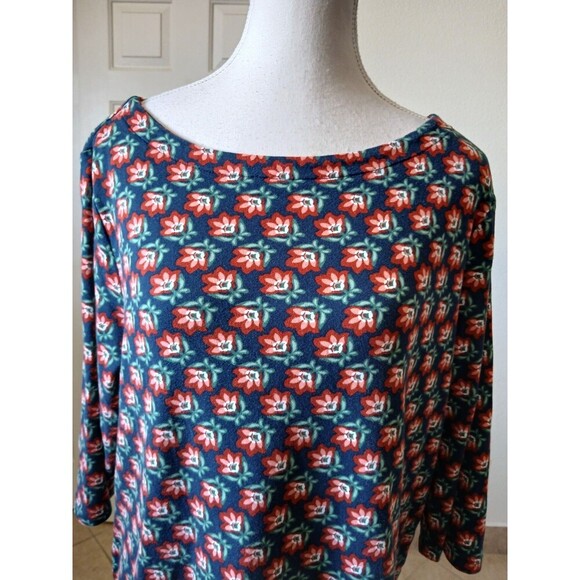 CROFT & BARROW Women Blouse Top Multicolor Floral XL 3/4 Sleeve 100% Cotton - Picture 6 of 13
